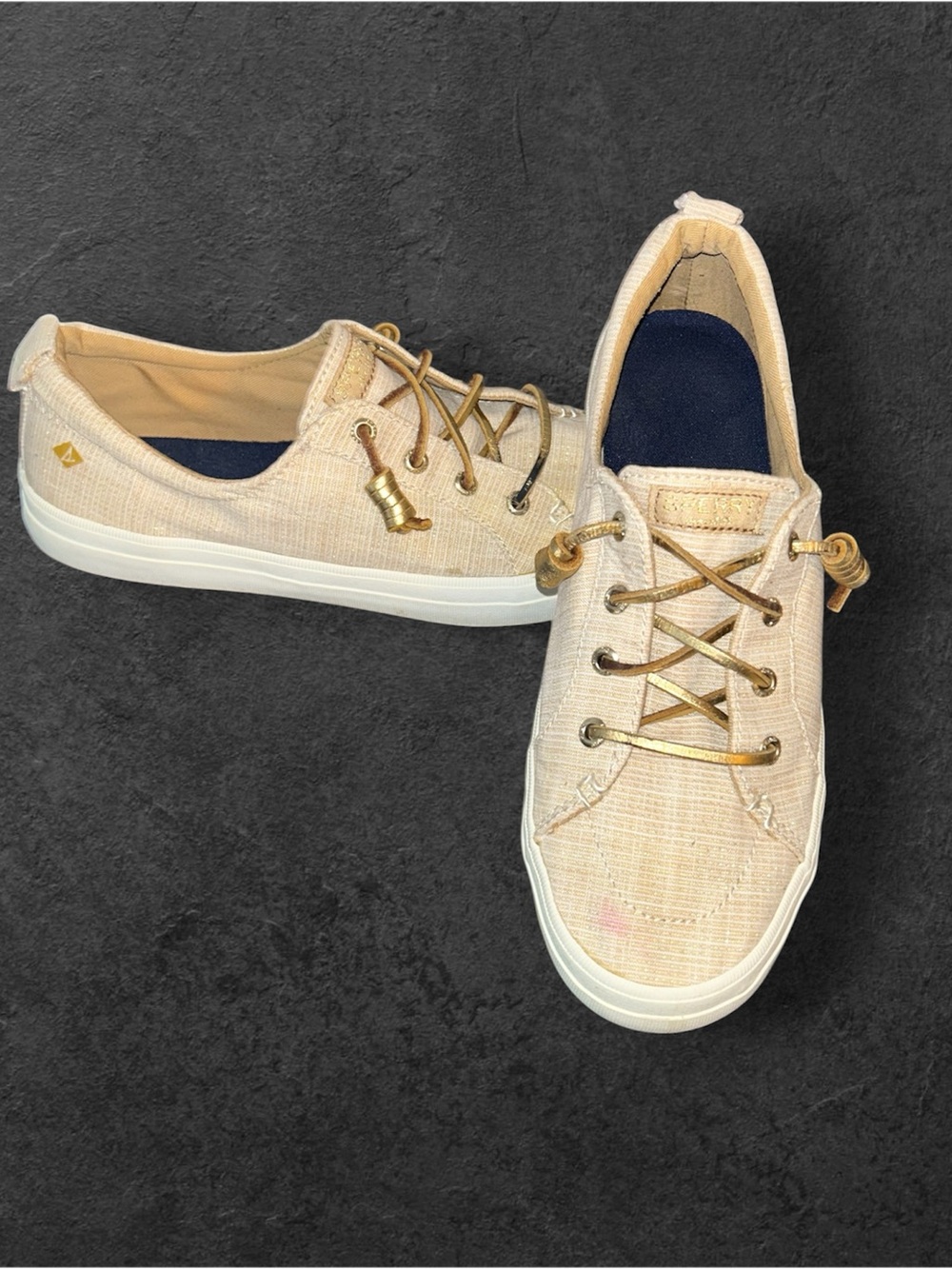 Sperry Women’s Casual Canvas Lace-Up Sneakers in Beige